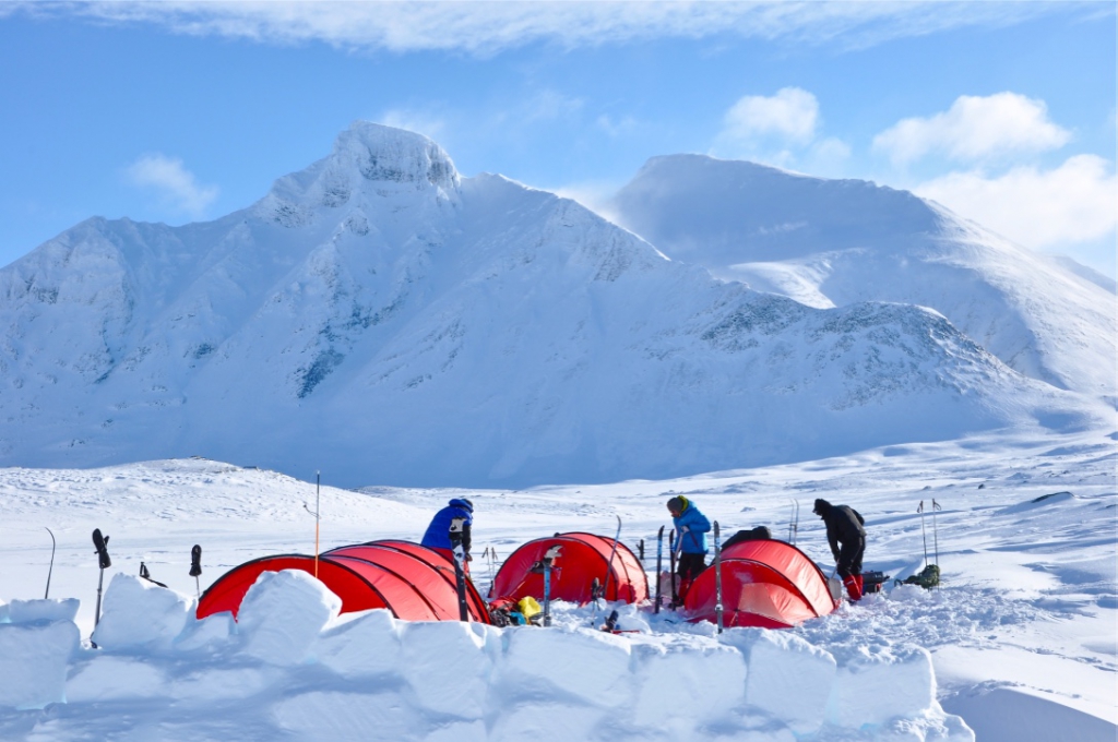 Set up camp in Sarek Swedish Lapland