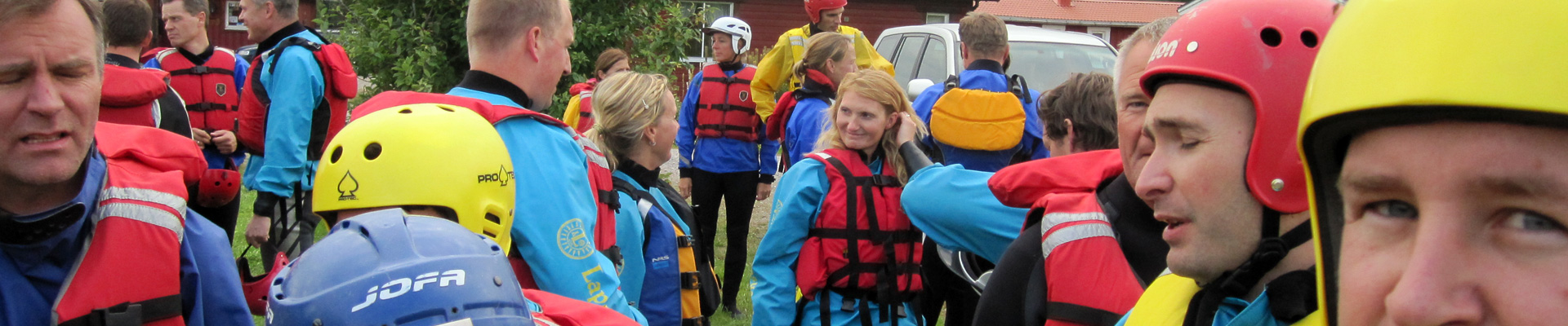 Rafting group in Swedish Lapland